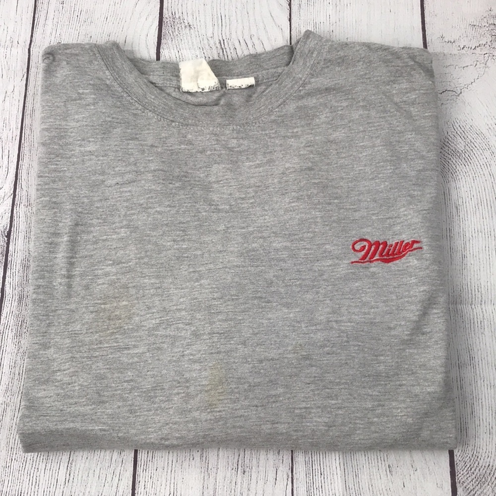 Vintage MILLER  Men's Embroidered  Red Classic Logo Short Sleeve Shirt